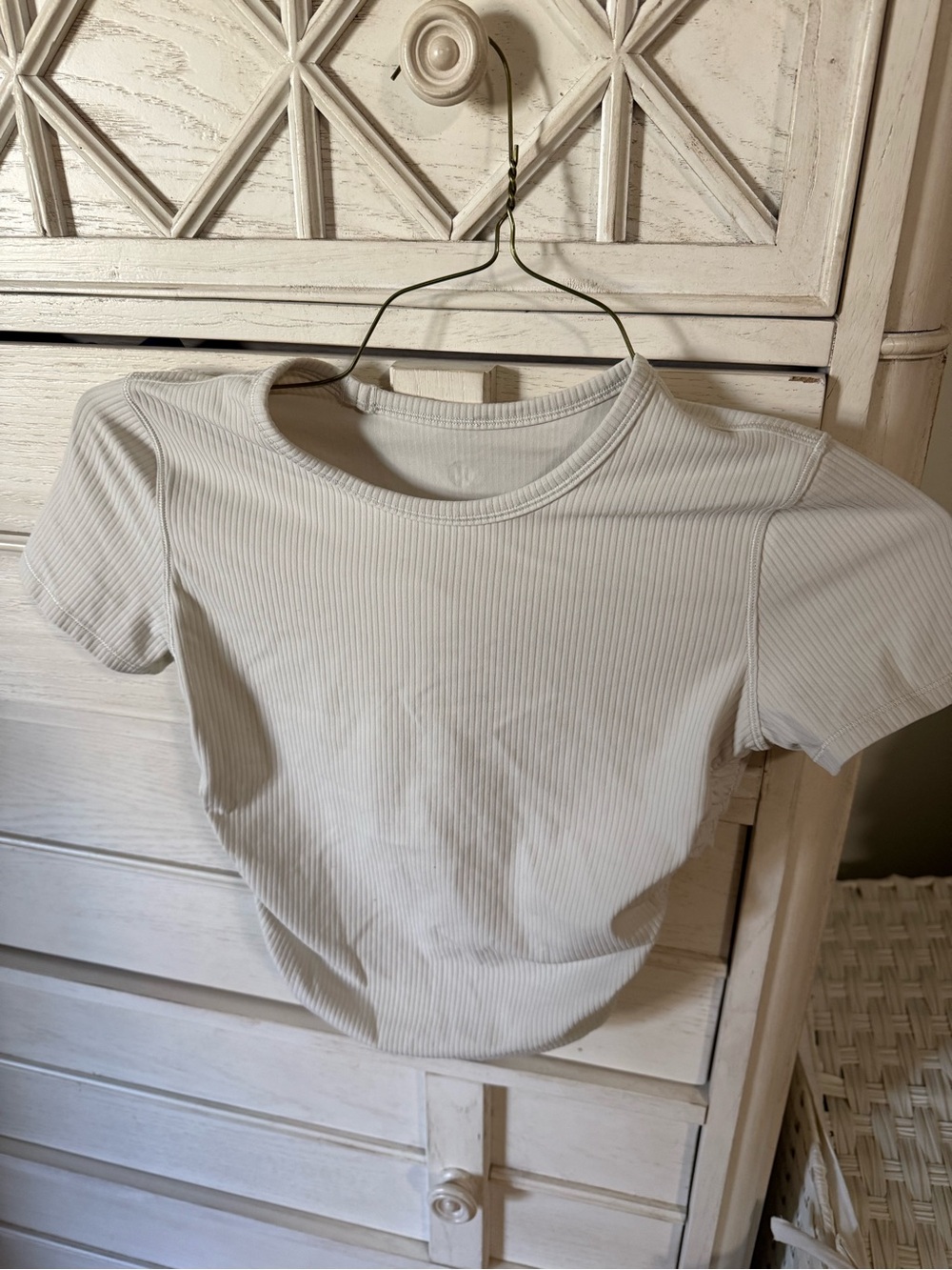 lululemon athletica Ribbed Short Sleeve Tee in Cream